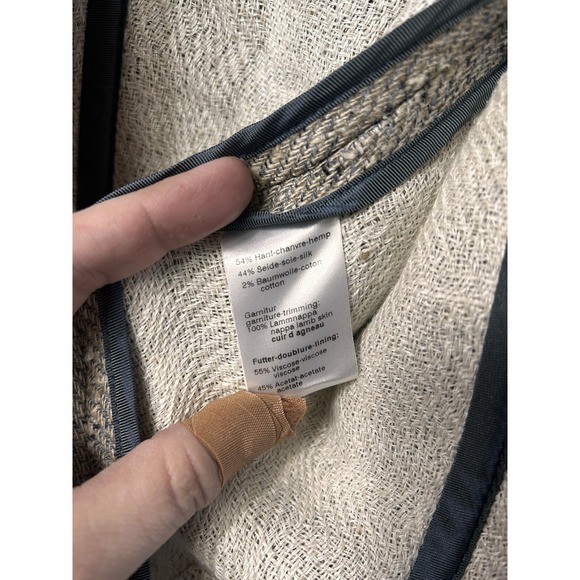 Akris Blazer Fitted Hemp Silk Wool Blend Tweed Blazer Oatmeal M/L Workwear - Picture 13 of 13